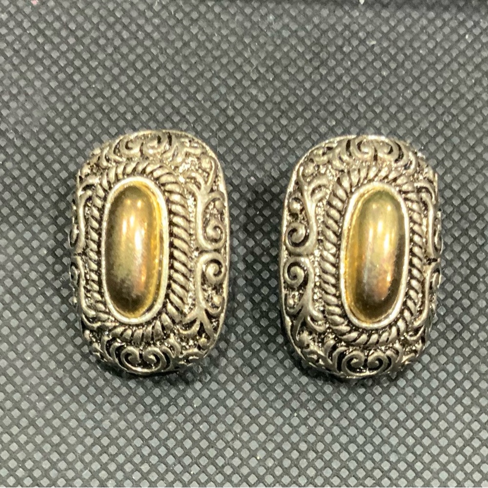 Gold and silver clip on earrings